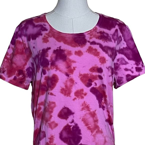 PINK Victoria's Secret NWT T-Shirt Dress Pink Tie Dye Size XL Ruched Sides - Picture 4 of 12